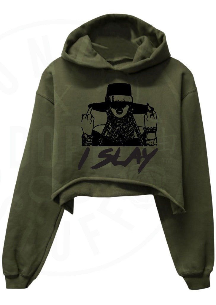I Slay Cropped Hoodie