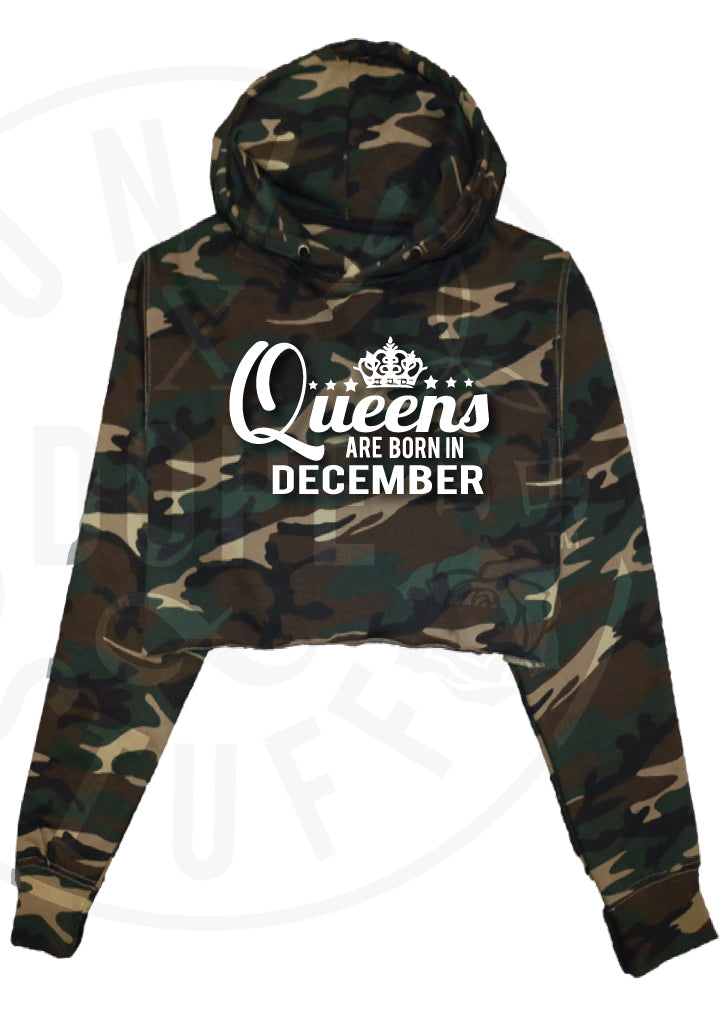 Queens Are Born In December Cropped Hoodie