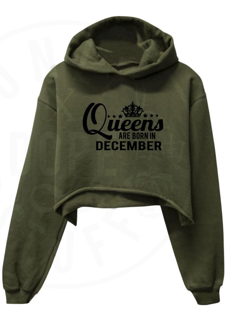 Queens Are Born In December Cropped Hoodie