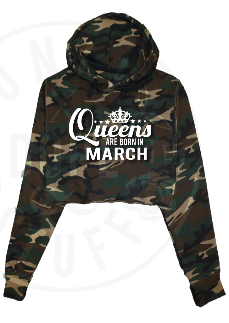 Queens Are Born In March Cropped Hoodie