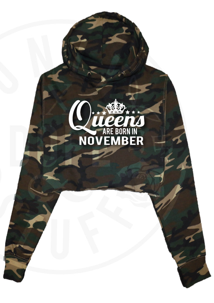 Queens Are Born In November Cropped Hoodie