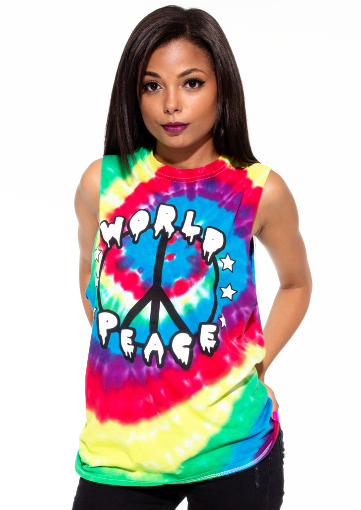 World Peace Tie Dye Muscle Tee