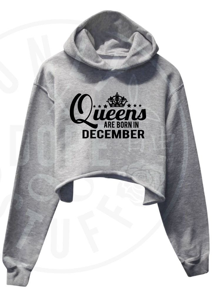 Queens Are Born In December Cropped Hoodie