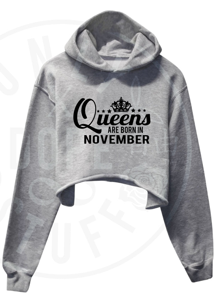 Queens Are Born In November Cropped Hoodie